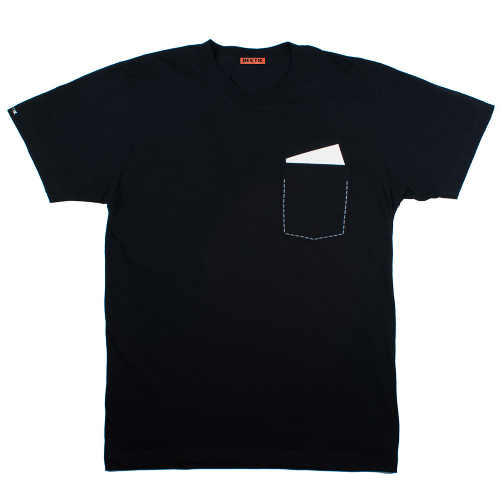 Pocket Black Tee with White Refective Handkerchief