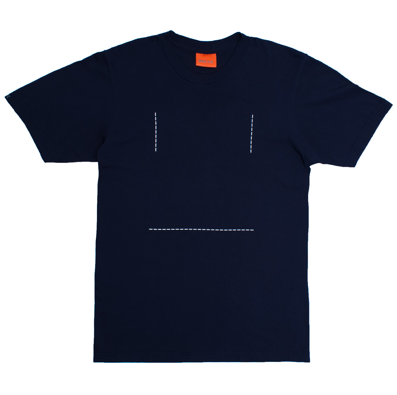 Silver Stitches Expressionless Face Reflective Navy Tee