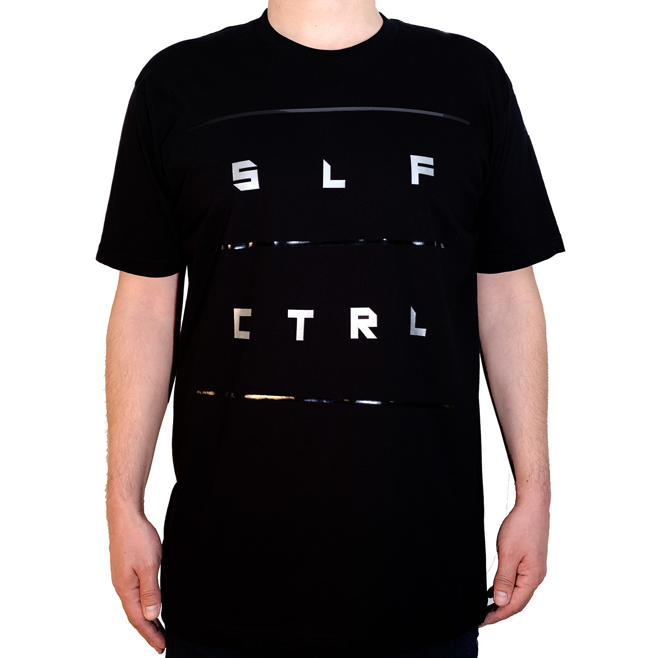 Self Control SLF CTRL T Shirt Black Silver Letters