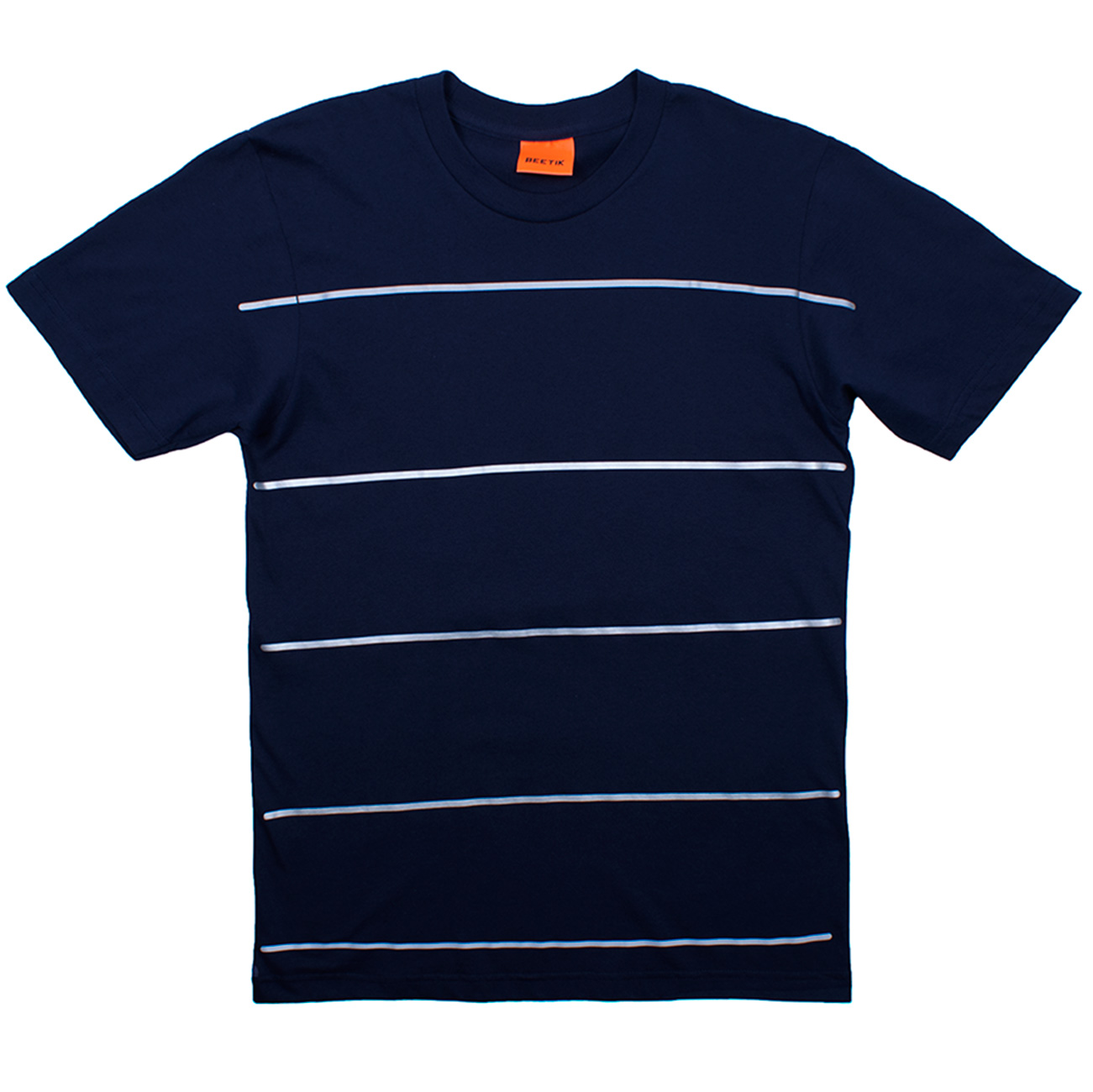 Silver Stripes Navy Blue Tee Reflective